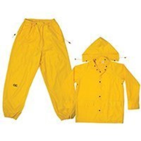 CLC WORK GEAR CLC R102L Rain Suit, L, 170T Polyester, Yellow, Detachable Collar R102L